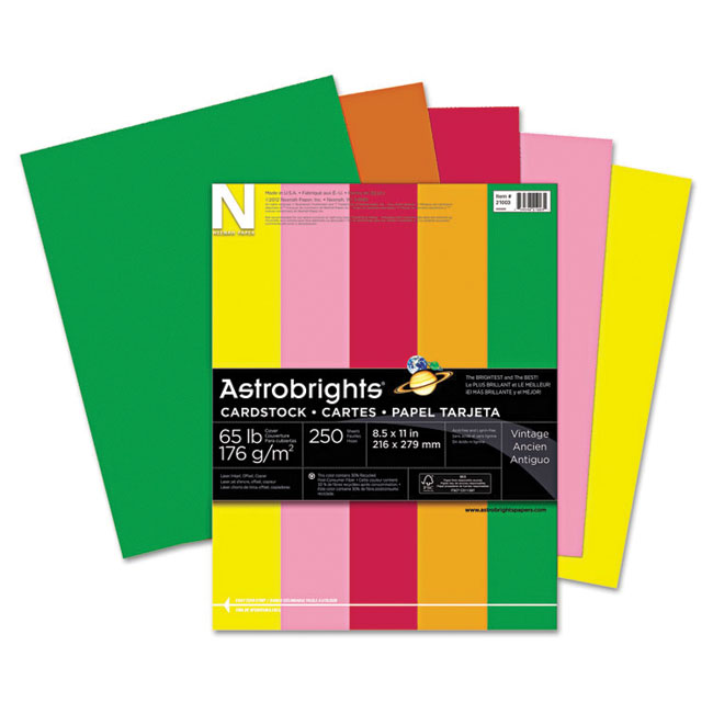 Astrobrights Card Stock - 5 Assorted Colours (8.5" x 11") - 250 Sheets
